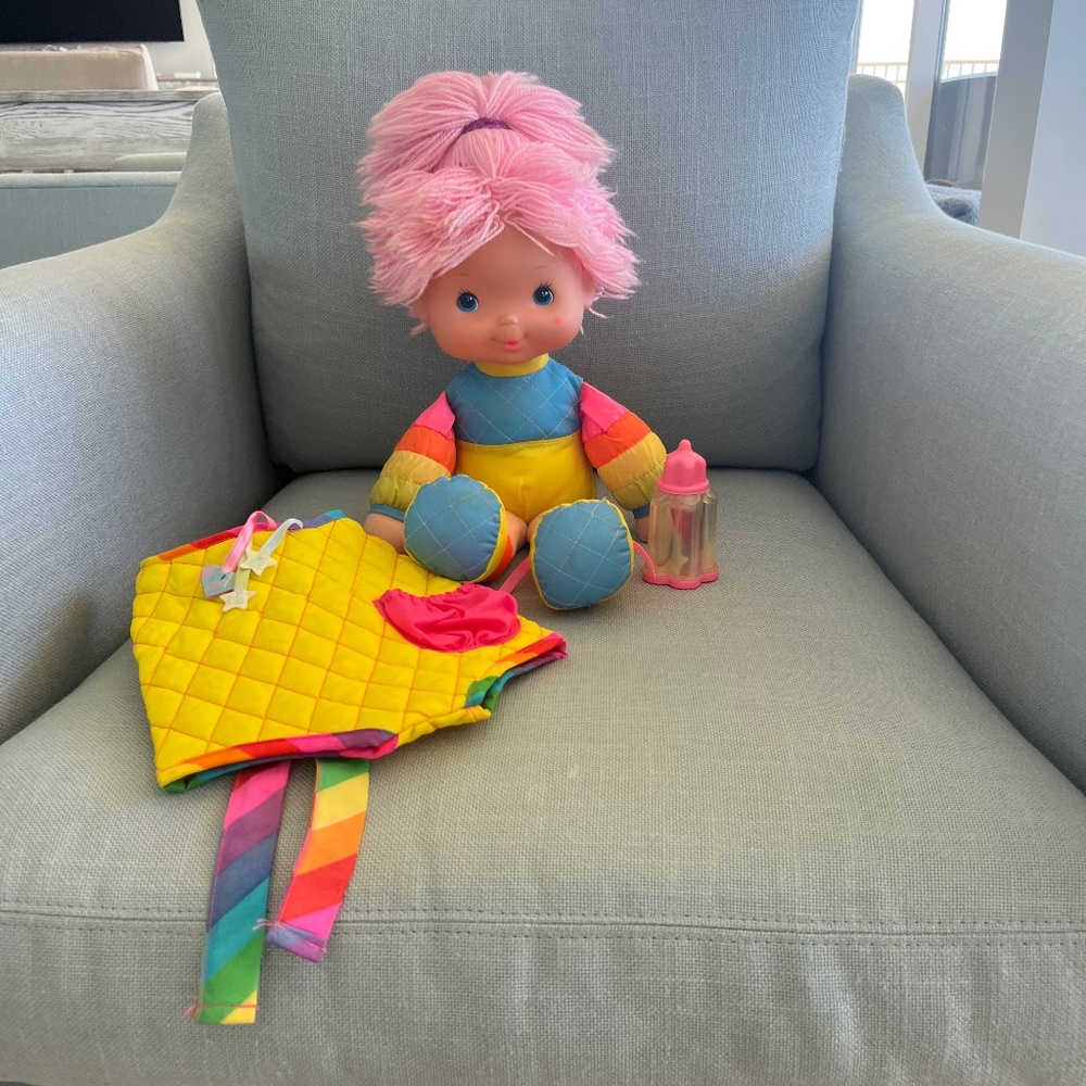 Vintage Rainbow Brite Tickled Pink Baby Brite Doll 1983 15” w/ Accessories